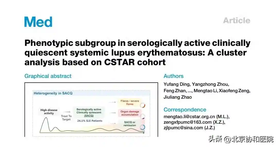 临床研究成果 | 这类系统性红斑狼疮，协和免疫团队提出精准分型指导治疗